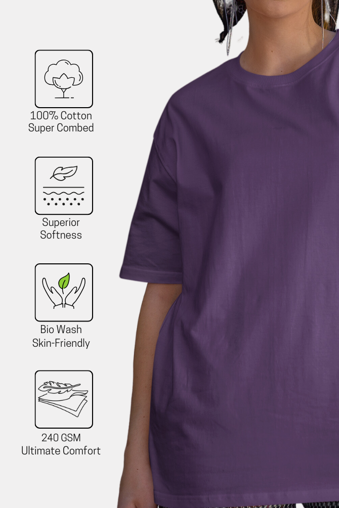 Purple Oversized T-Shirt For Women - WowWaves - 7