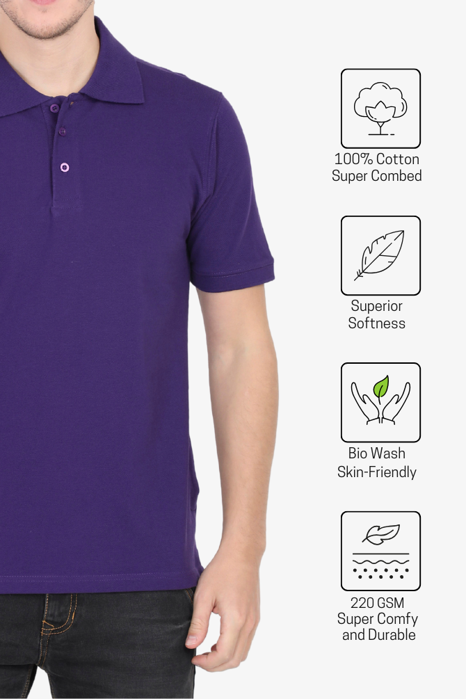 Purple Polo T-Shirt For Men - WowWaves - 4