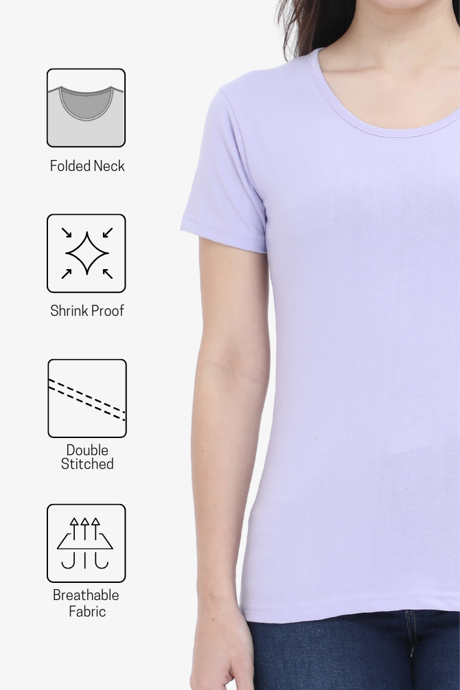 Lavender Scoop Neck T-Shirt For Women - WowWaves - 5