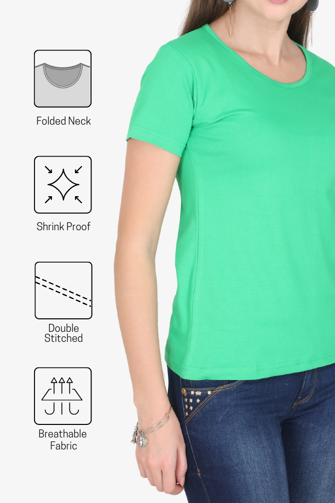 Flag Green Scoop Neck T-Shirt For Women - WowWaves - 8