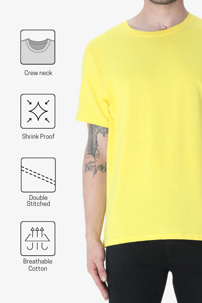 Bright Yellow T-Shirt For Men - WowWaves - 6
