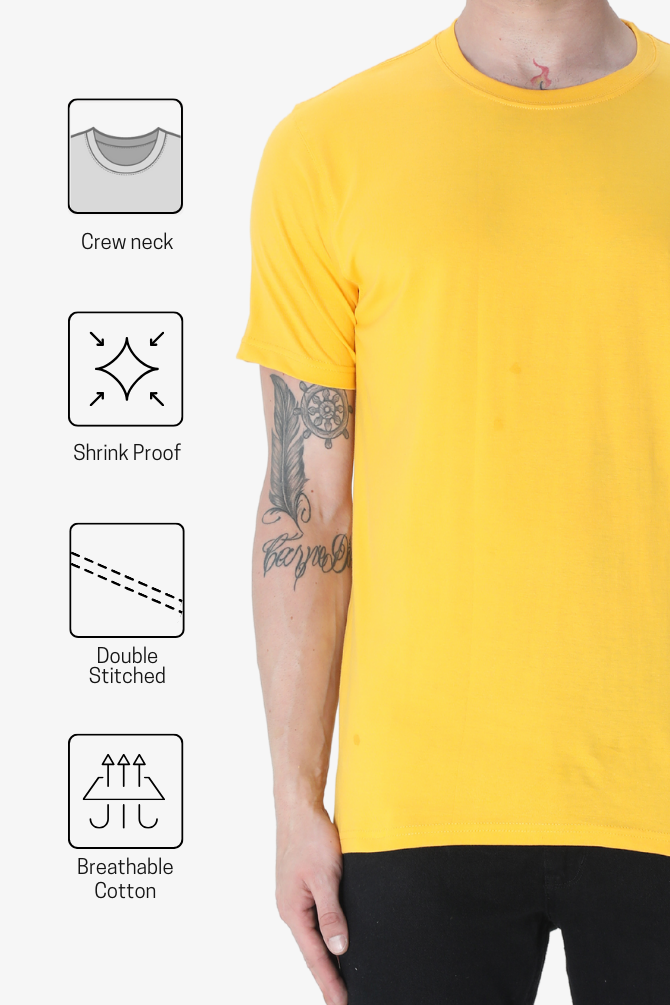 Golden Yellow T-Shirt For Men - WowWaves - 6