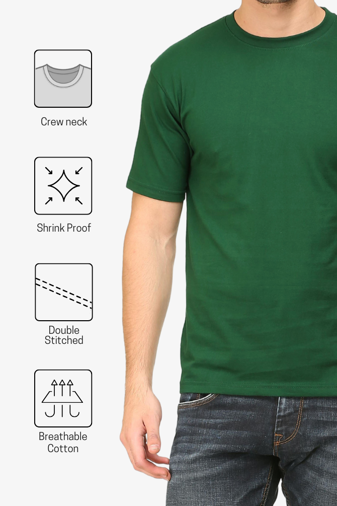 Bottle Green T-Shirt For Men - WowWaves - 7