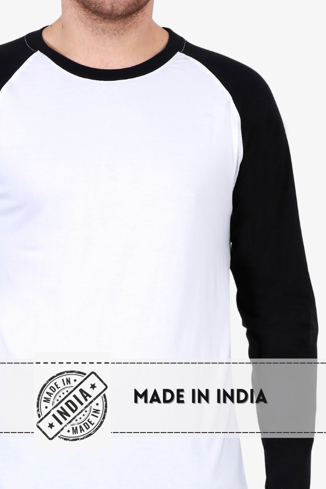Black White Raglan Sleeve T-Shirt For Men - WowWaves - 8