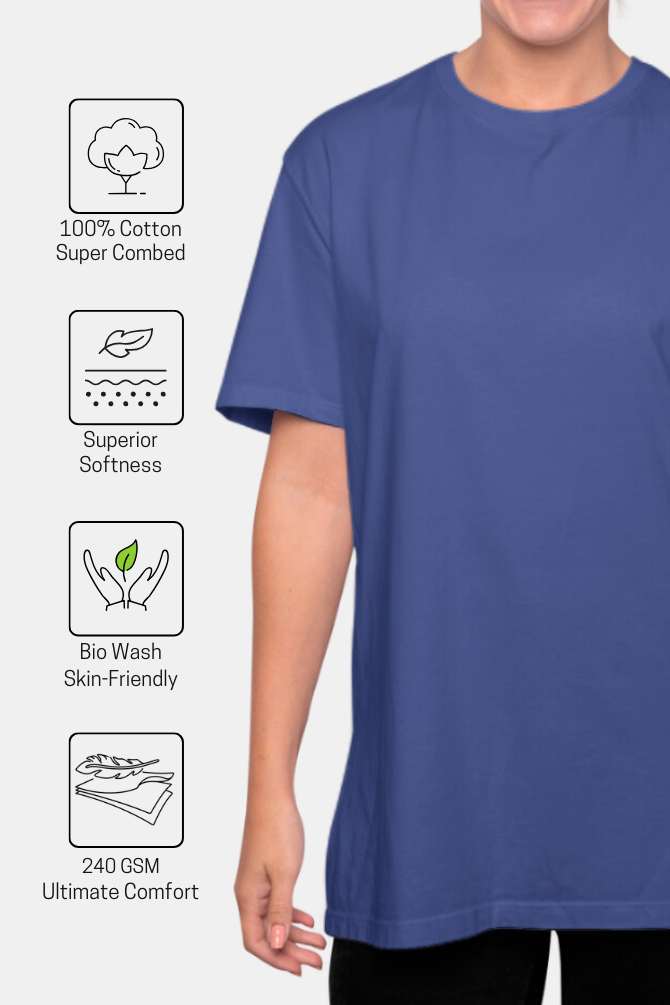 Royal Blue Oversized T-Shirt For Women - WowWaves - 7