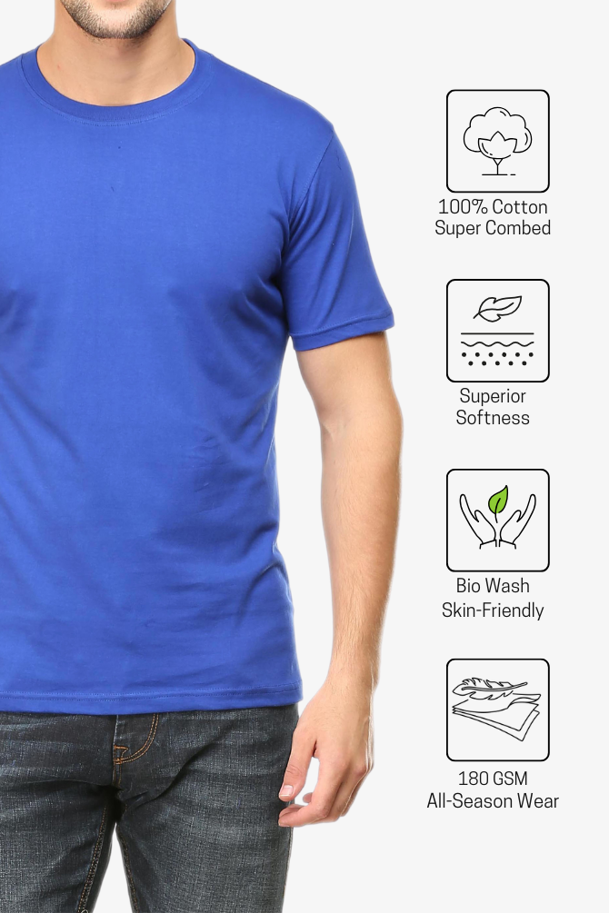 Royal Blue T-Shirt For Men - WowWaves - 8