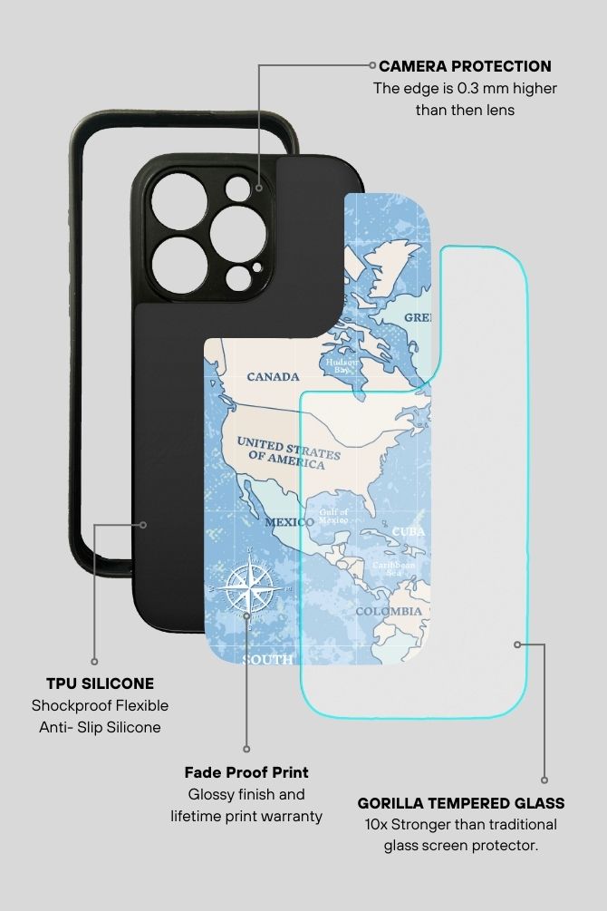 Worldmap Travel Glass Mobile Case - iPhone, Samsung & OnePlus -25