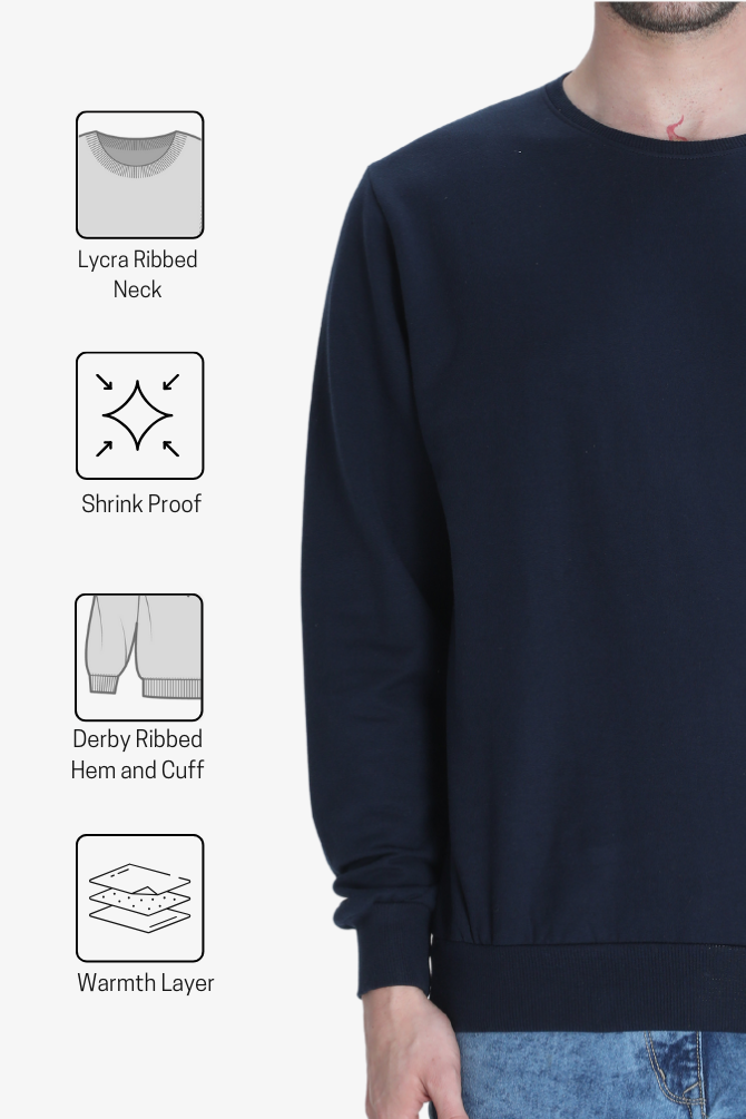 Navy Blue Sweatshirt For Men - WowWaves - 4