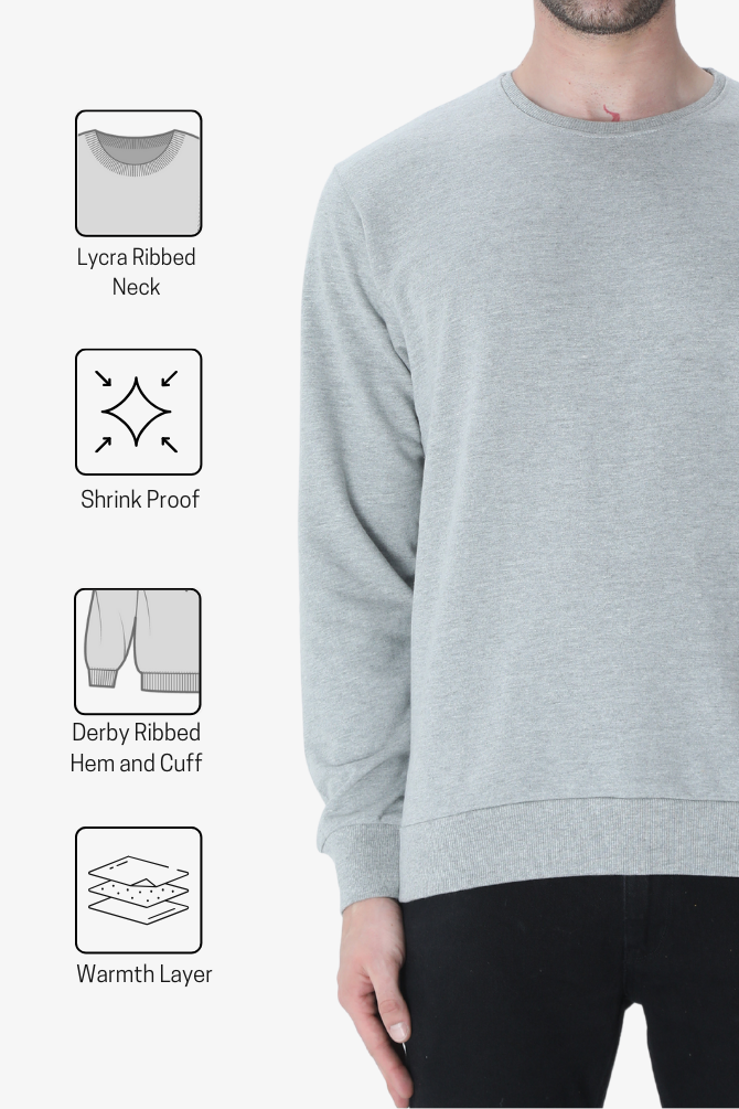 Grey Melange Sweatshirt For Men - WowWaves - 4