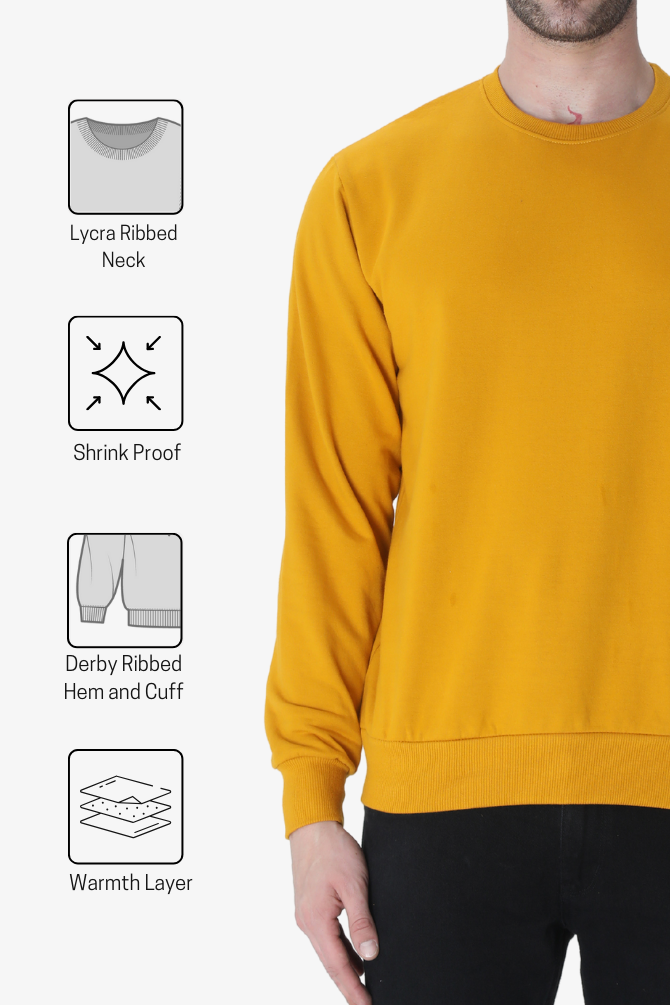Mustard Yellow Sweatshirt For Men - WowWaves - 5