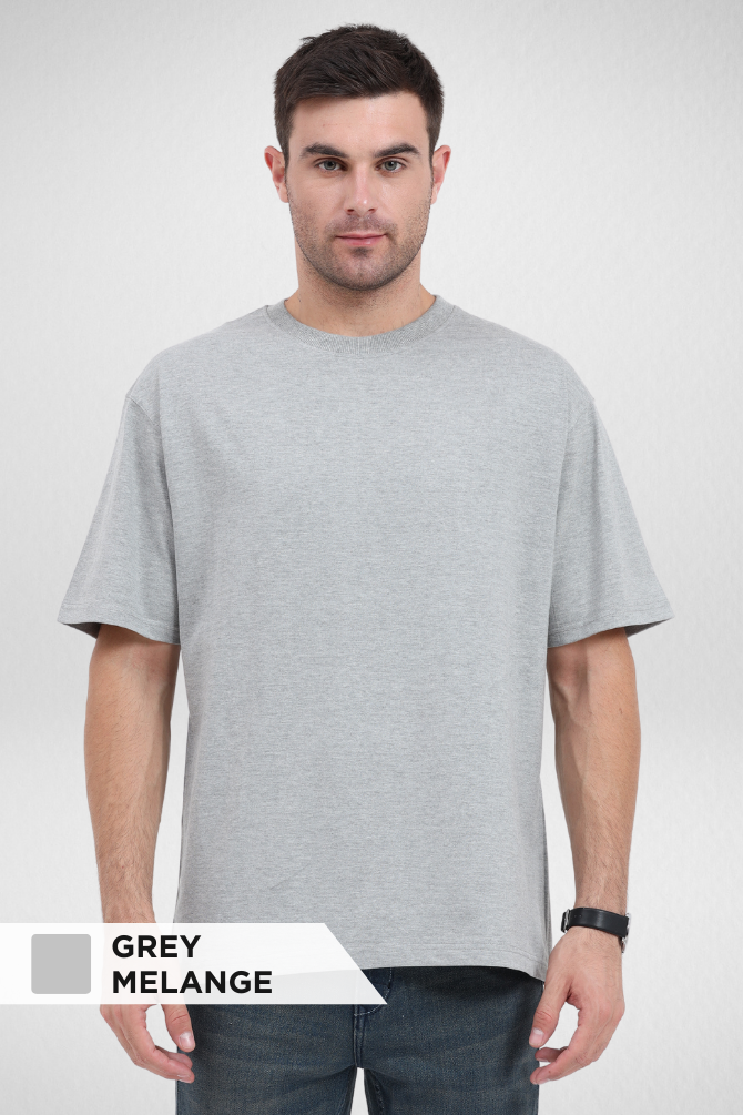 Black And Grey Melange Oversized T-Shirts Combo For Men - WowWaves - 2