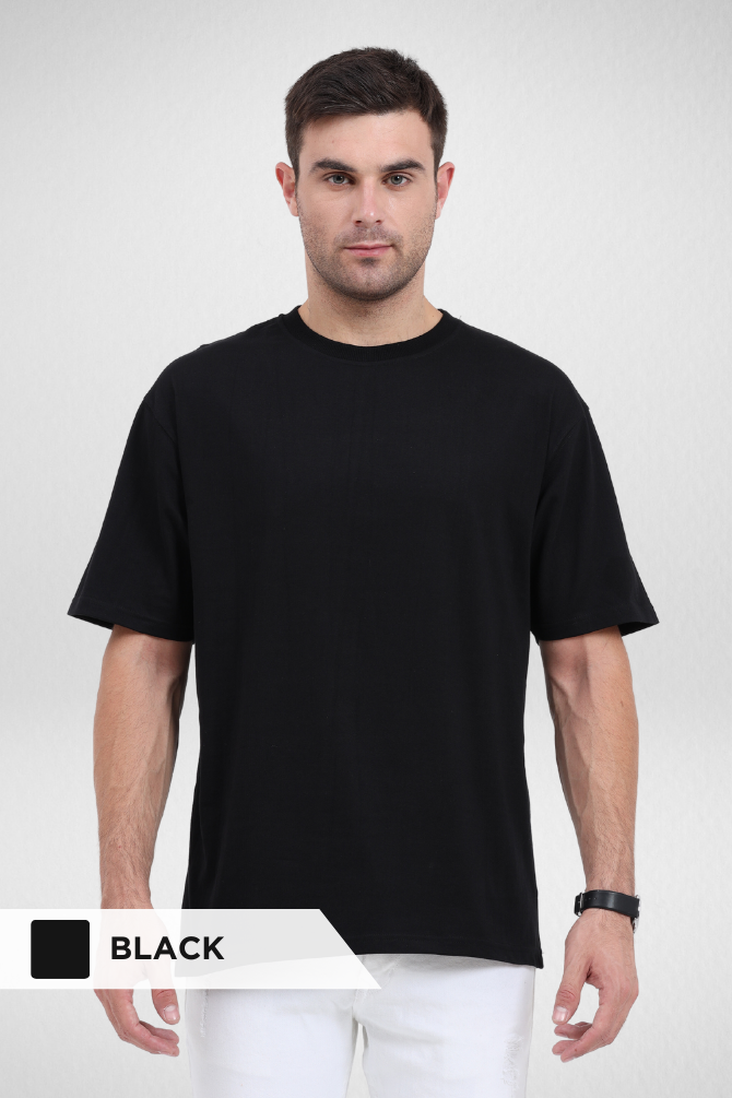 Black And Grey Melange Oversized T-Shirts Combo For Men - WowWaves - 3