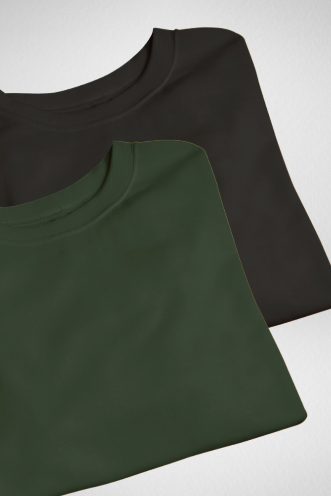 Black And Bottle Green Oversized T-Shirts Combo For Men - WowWaves - 1