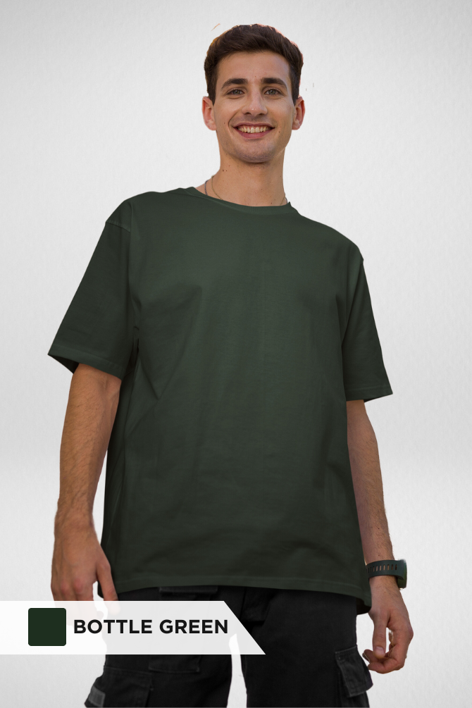 Black And Bottle Green Oversized T-Shirts Combo For Men - WowWaves - 2