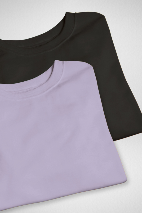 Black And Lavender Oversized T-Shirts Combo For Women - WowWaves