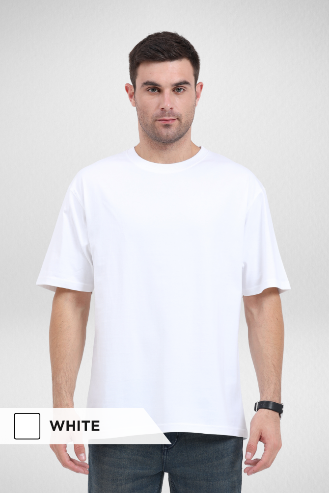 Grey Melange And White Oversized T-Shirts Combo For Men - WowWaves - 2