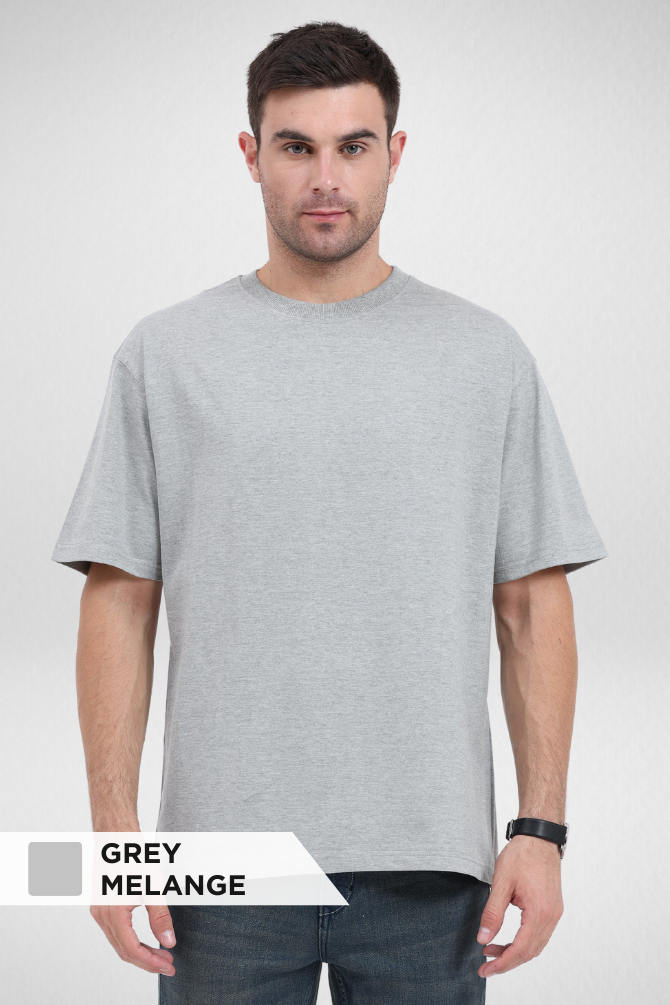 Grey Melange And White Oversized T-Shirts Combo For Men - WowWaves - 3