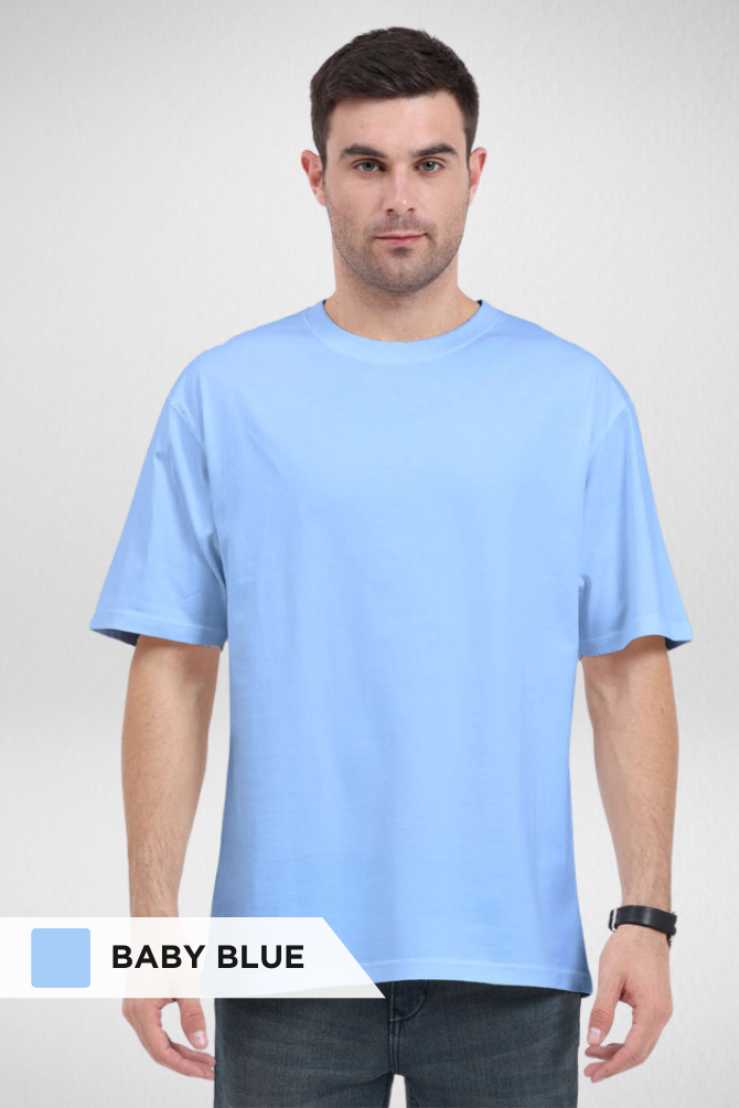 Pack Of 3 Oversized T-Shirts Grey Melange White And Baby Blue For Men - WowWaves - 4