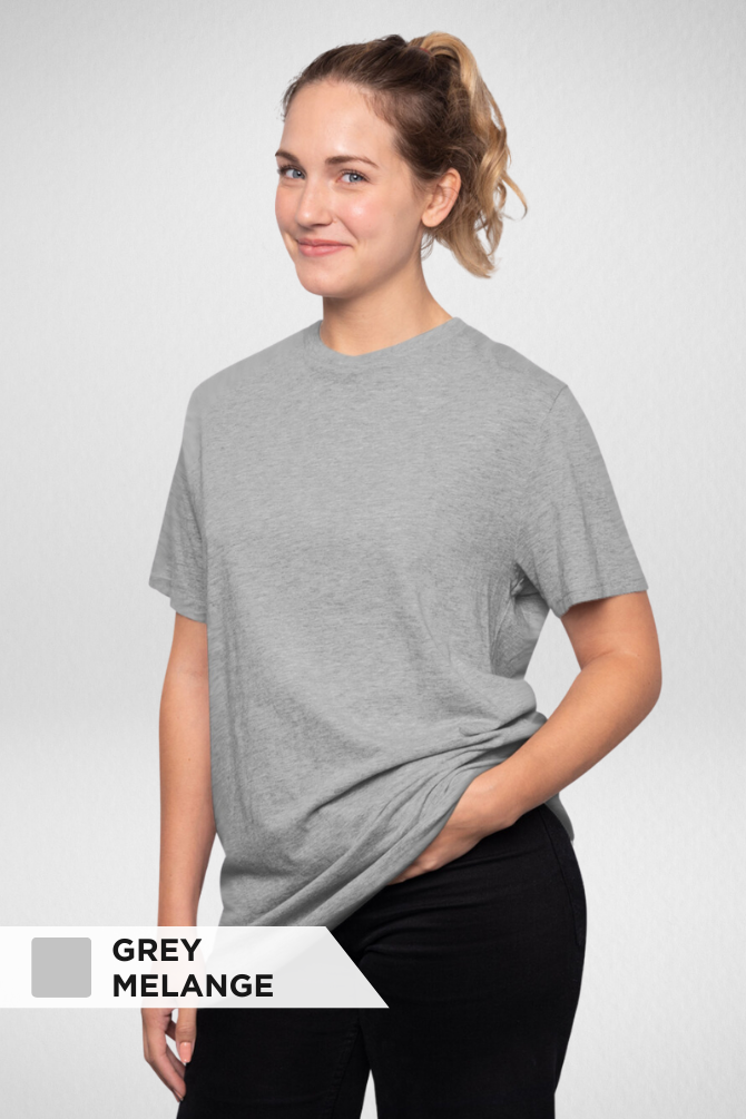 Pack Of 3 Oversized T-Shirts Grey Melange White And Baby Blue For Women - WowWaves - 2