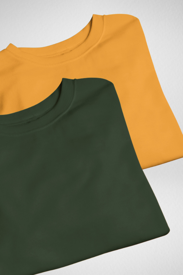 Bottle Green And Golden Yellow Oversized T-Shirts Combo For Men - WowWaves
