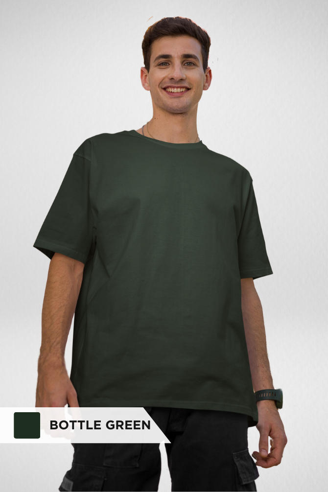 Bottle Green And Golden Yellow Oversized T-Shirts Combo For Men - WowWaves - 3