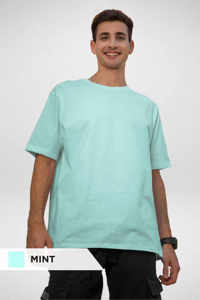 Light Pink And Mint Oversized T-Shirts Combo For Men - WowWaves - 3