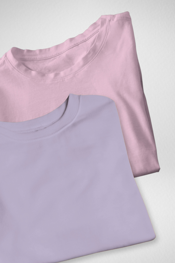 Lavender And Light Pink Oversized T-Shirts Combo For Women - WowWaves