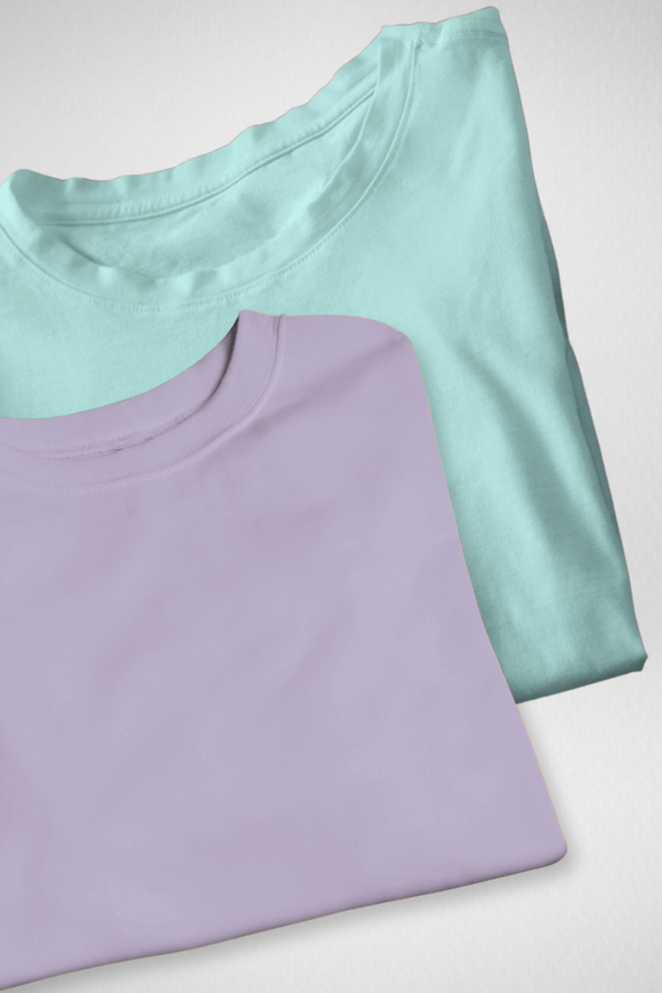 Lavender And Mint Oversized T-Shirts Combo For Women - WowWaves