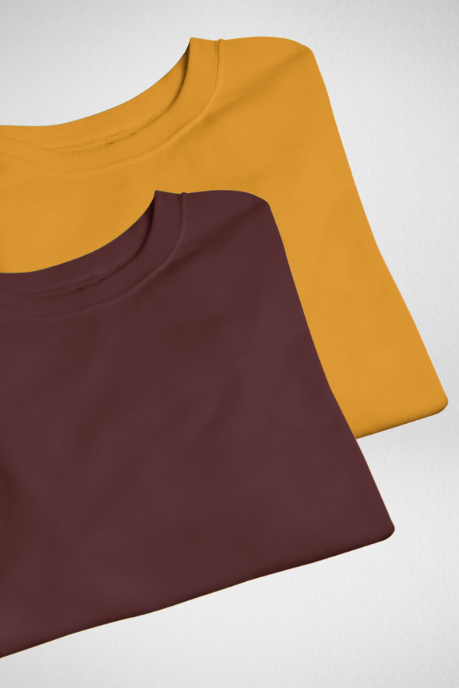 Maroon And Mustard Yellow Oversized T-Shirts Combo For Men - WowWaves - 1