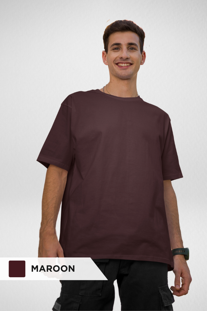 Maroon And Mustard Yellow Oversized T-Shirts Combo For Men - WowWaves - 3