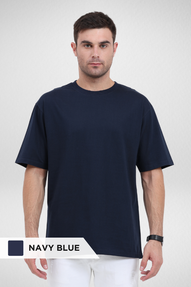 Navy Blue And Lavender Oversized T-Shirts Combo For Men - WowWaves - 3