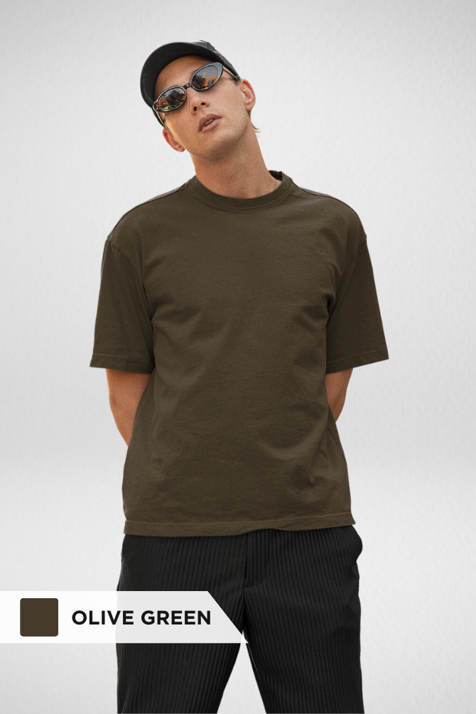 Pack Of 3 Oversized T-Shirts Olive Green Maroon And Bottle Green For Men - WowWaves - 2