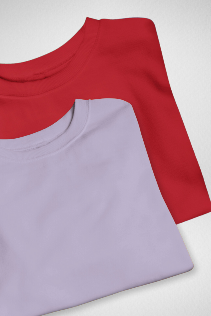 Red And Lavender Oversized T-Shirts Combo For Women - WowWaves - 1