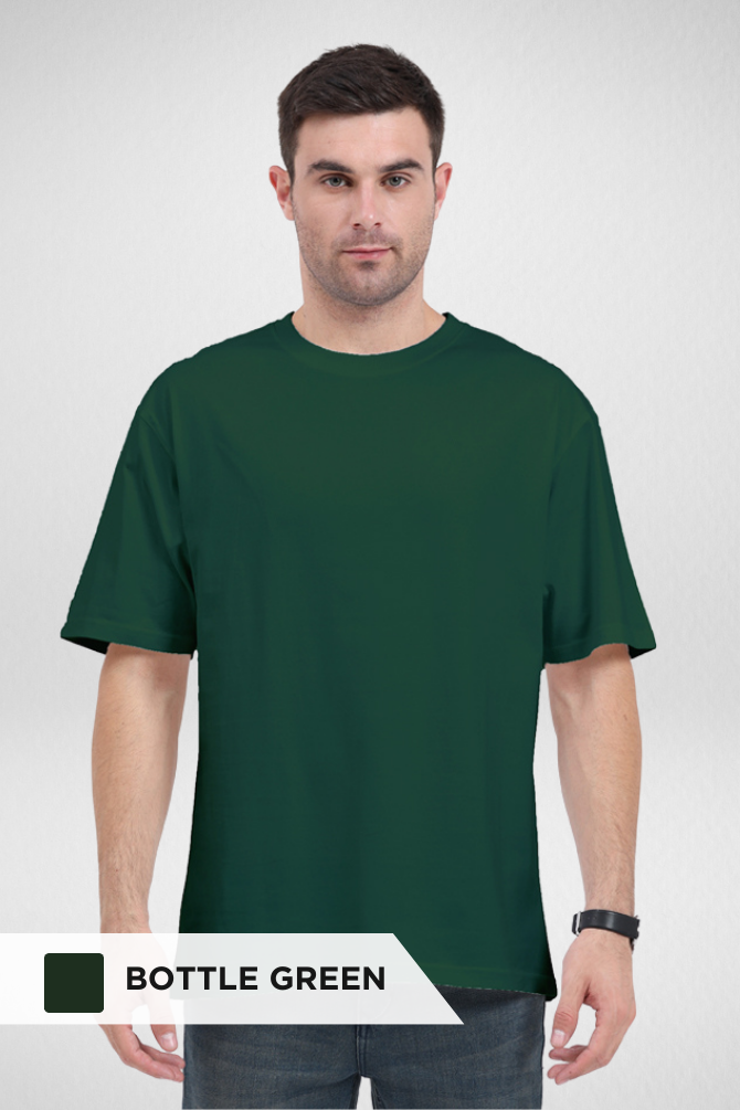 White And Bottle Green Oversized T-Shirts Combo For Men - WowWaves - 2