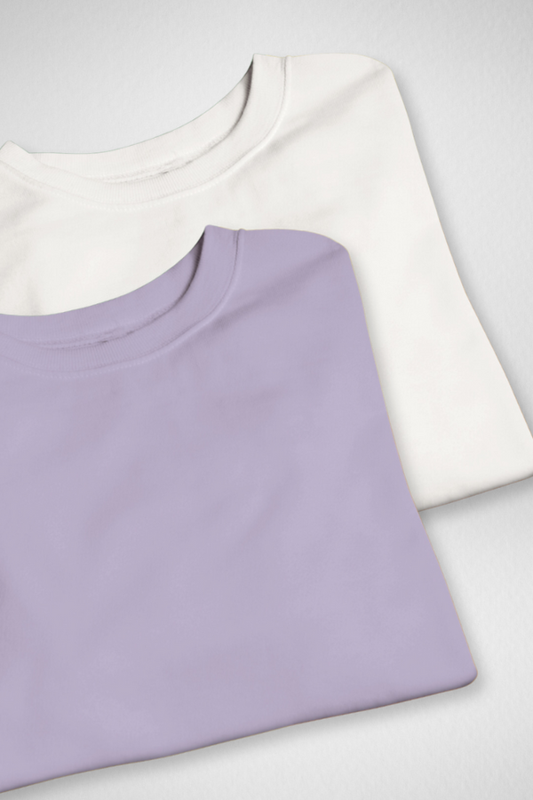 White And Lavender Oversized T-Shirts Combo For Women - WowWaves