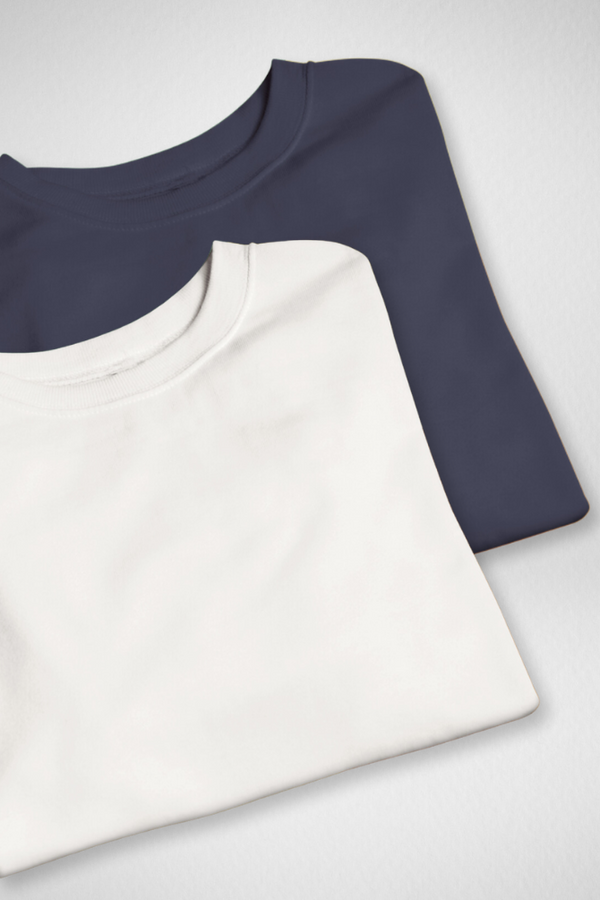 White And Navy Blue Oversized T-Shirts Combo For Men - WowWaves