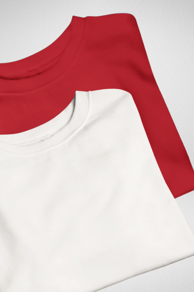 White And Red Oversized T-Shirts Combo For Women - WowWaves