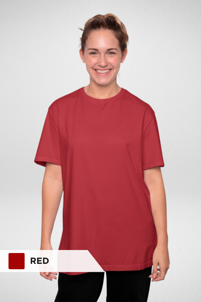 White And Red Oversized T-Shirts Combo For Women - WowWaves - 2