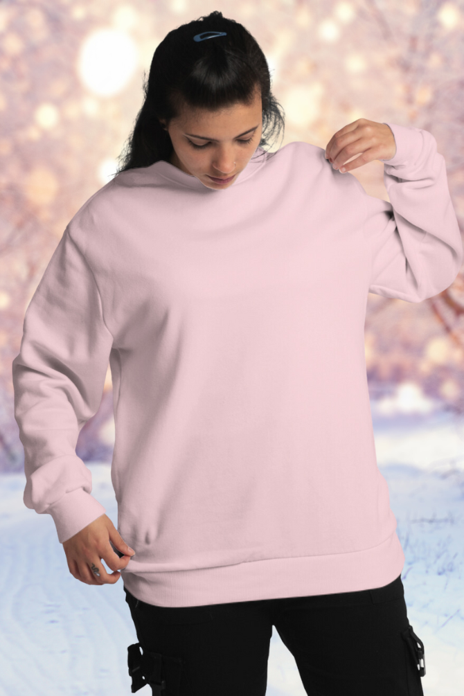 Light Pink Oversized Sweatshirt For Women - WowWaves
