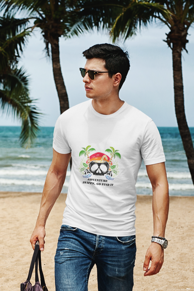 Hawaiian Beach Printed T-Shirt For Men - WowWaves - 2