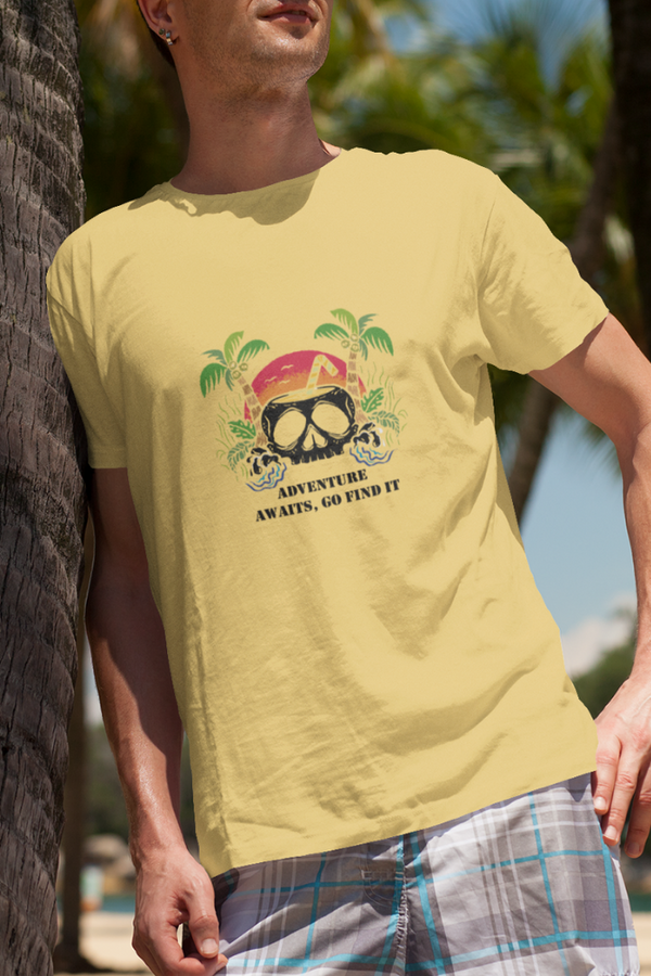 Hawaiian Beach Printed T-Shirt For Men - WowWaves