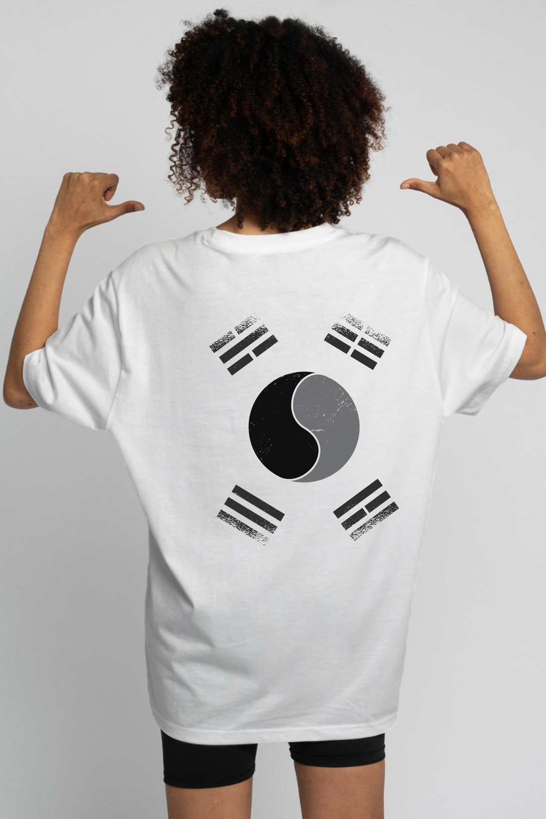 Korean National White Printed Oversized T-Shirt For Women - WowWaves - 3