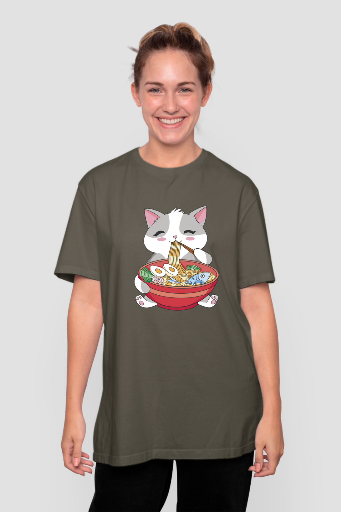 Ramen Panda Printed Oversized T-Shirt For Women - WowWaves - 6