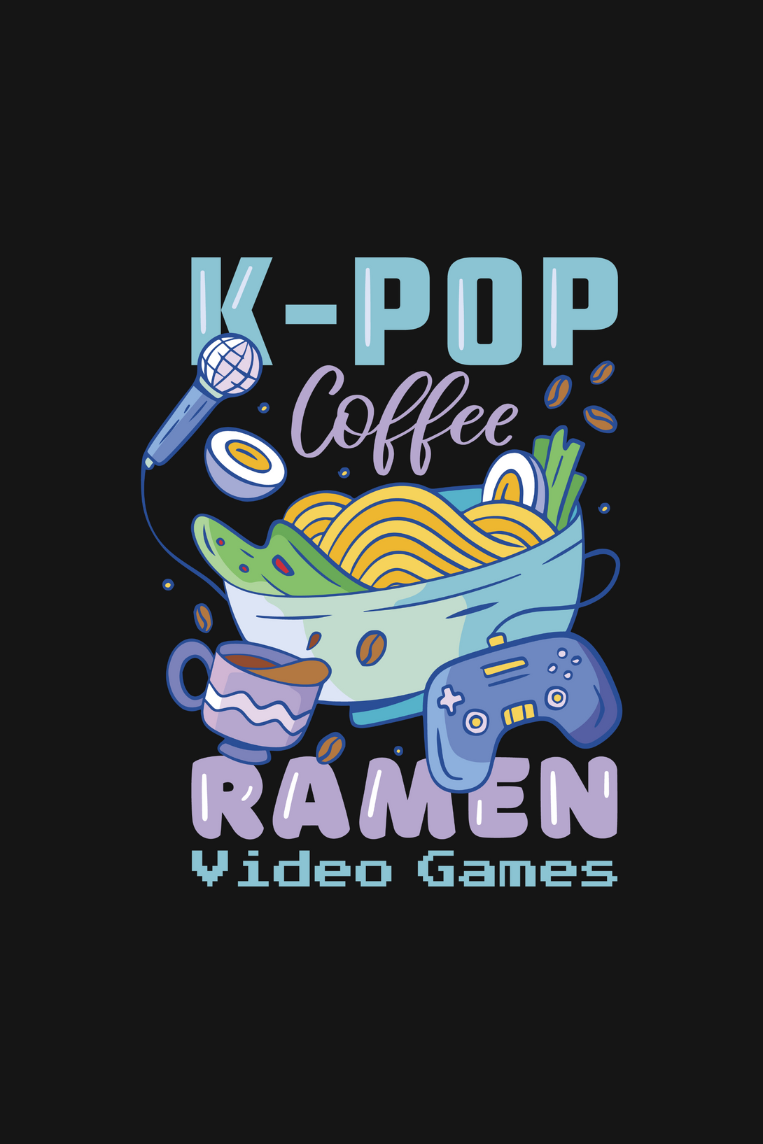 K Pop Ramen Black Printed Oversized T-Shirt For Women - WowWaves - 1