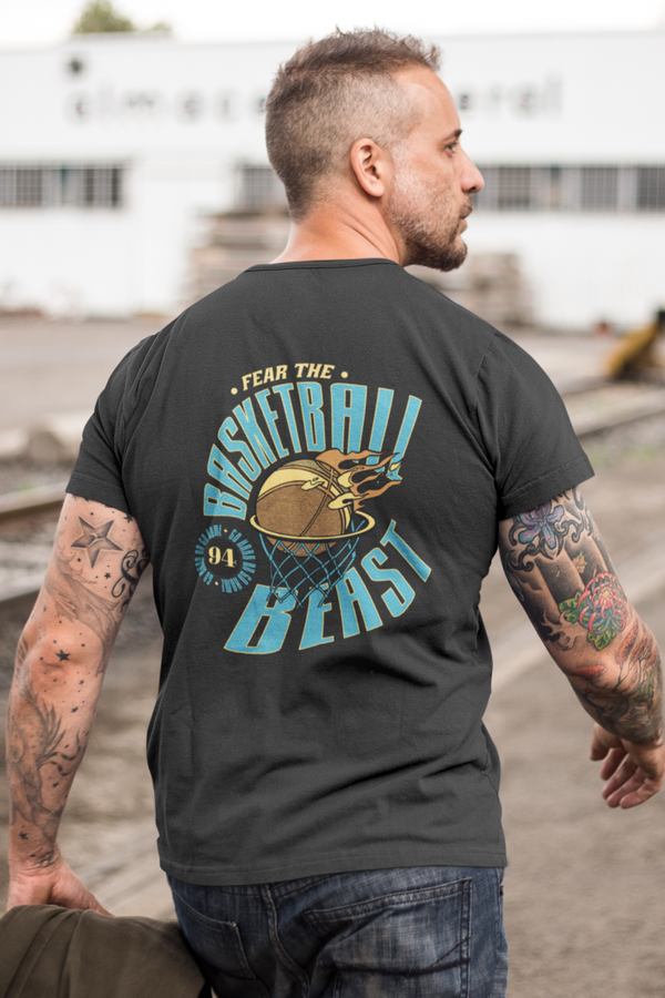 Basketball Beast Printed Oversized T-Shirt For Men - WowWaves