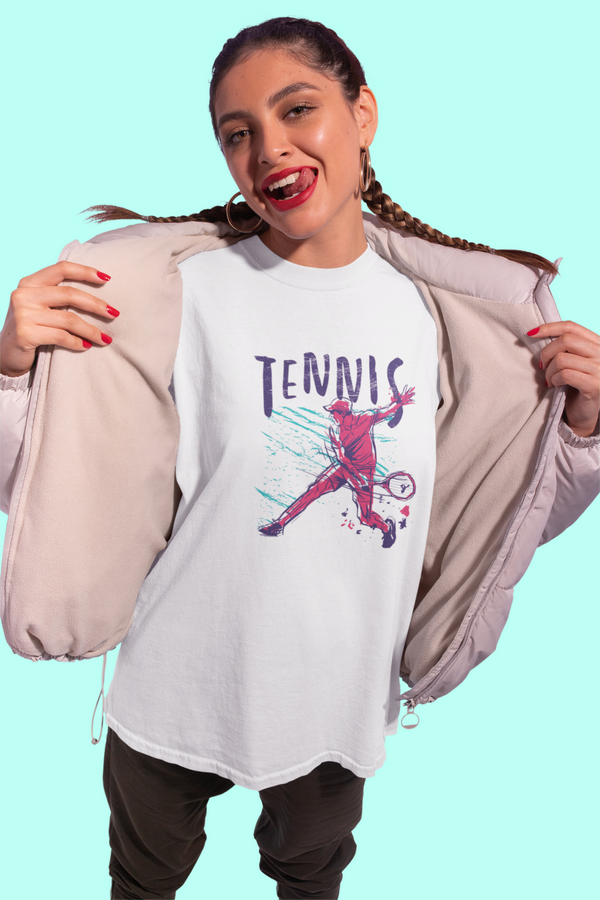 Tennis Printed Oversized T-Shirt For Women - WowWaves
