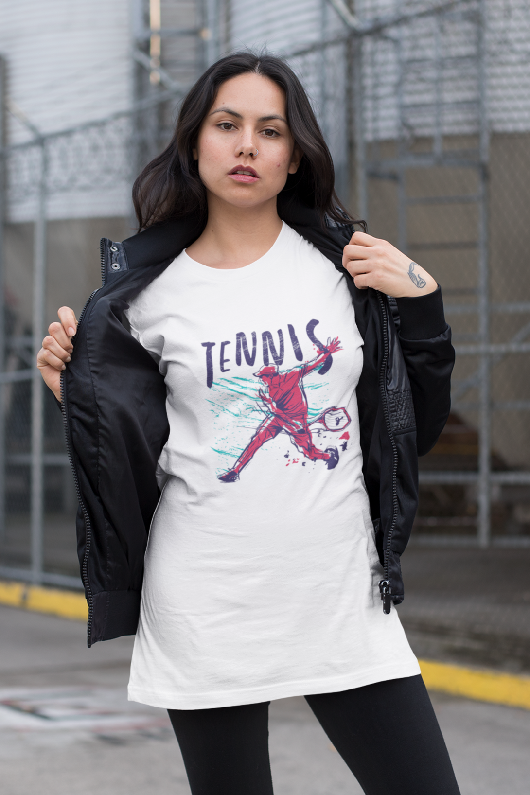 Tennis Printed Oversized T-Shirt For Women - WowWaves - 2