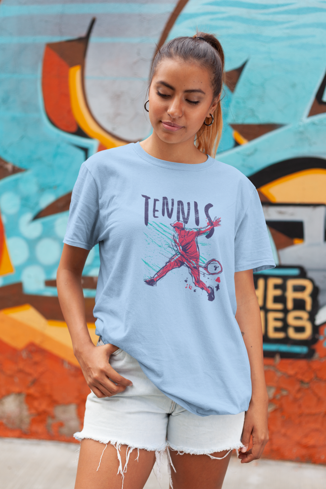 Tennis Printed Oversized T-Shirt For Women - WowWaves - 5