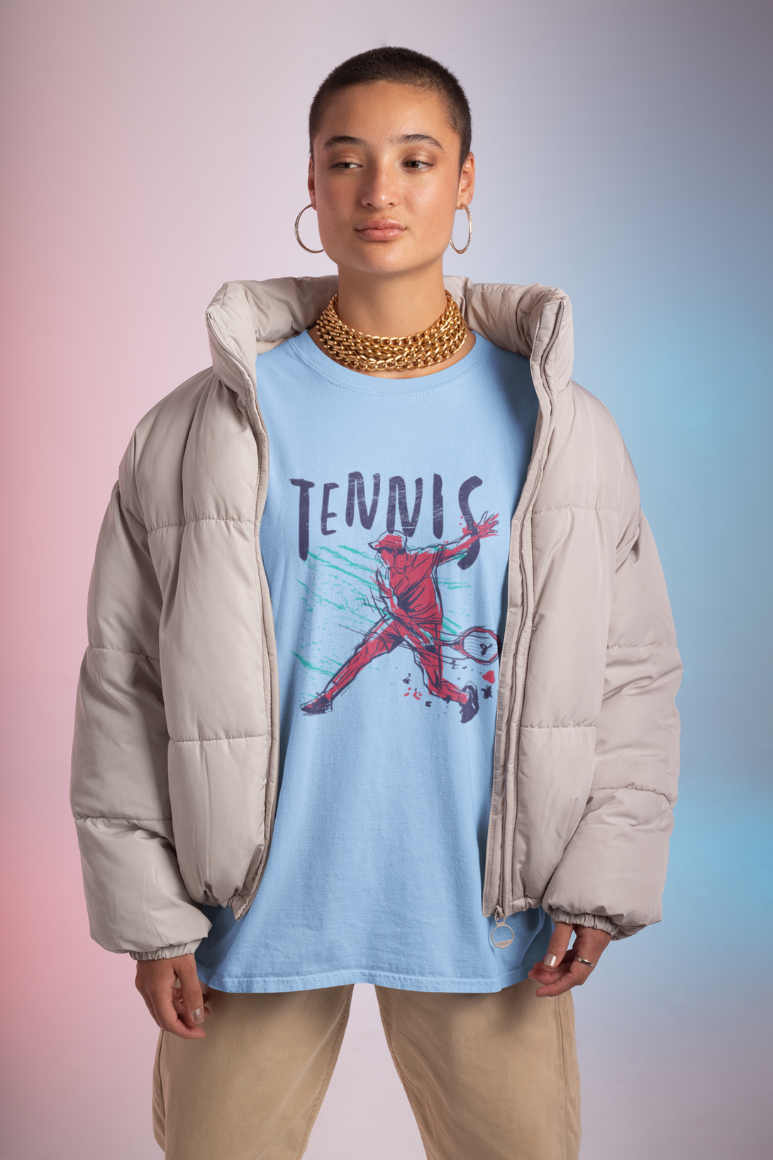 Tennis Printed Oversized T-Shirt For Women - WowWaves - 6