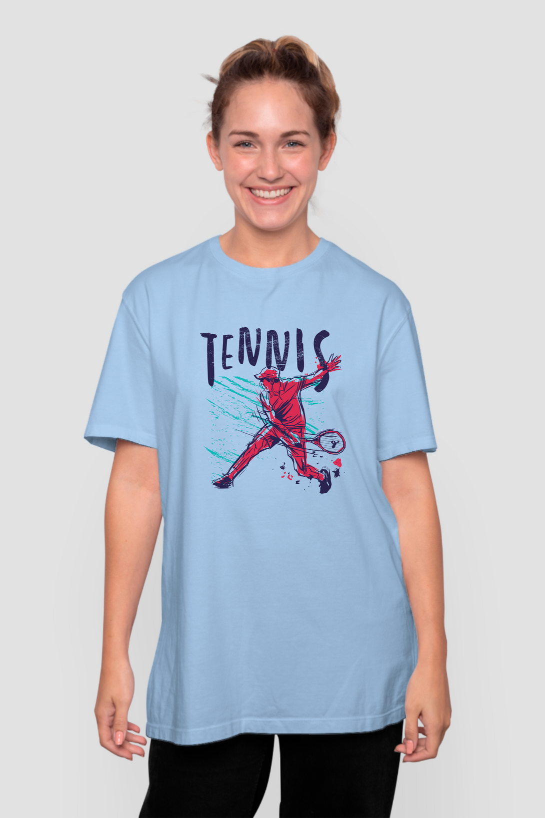 Tennis Printed Oversized T-Shirt For Women - WowWaves - 8
